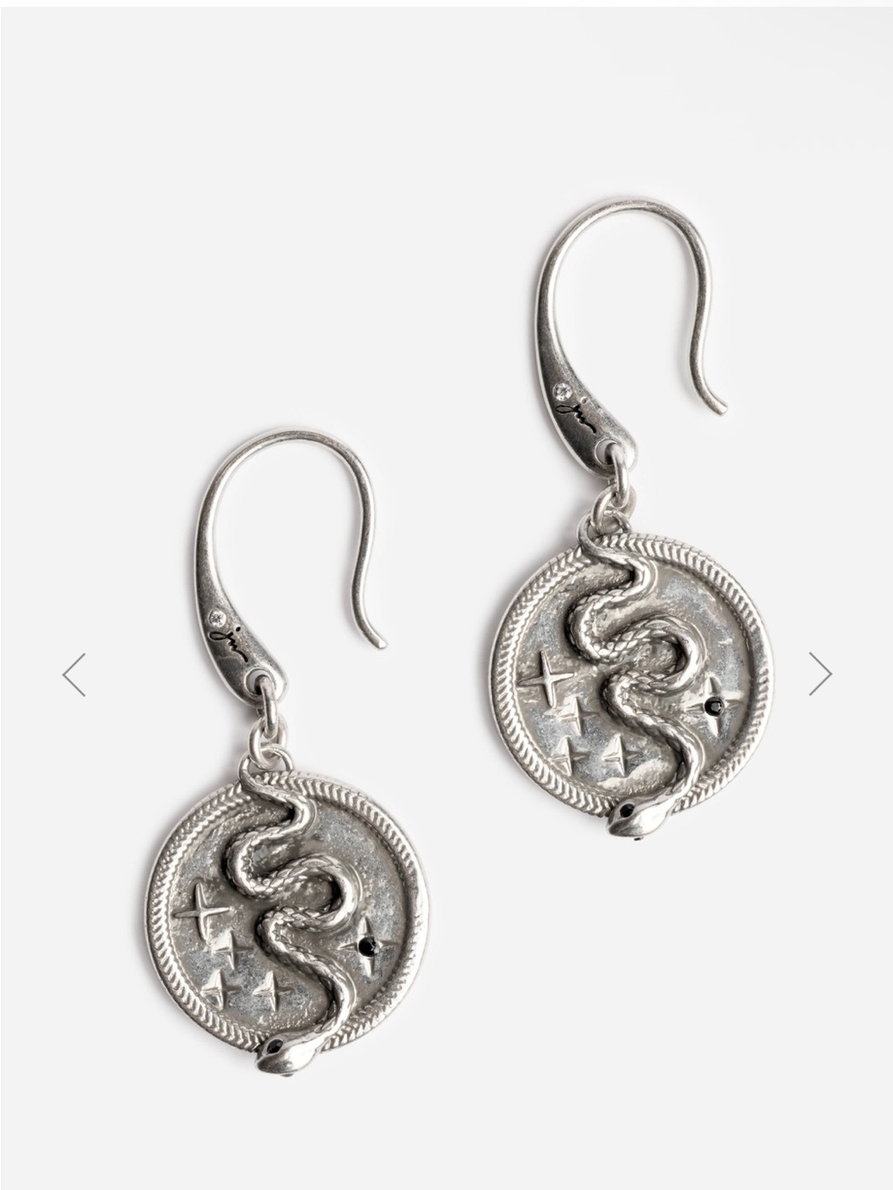 Johnny Was Silver Snake Coin Drop Earrings